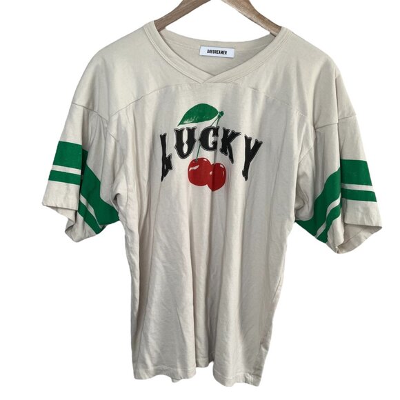 Daydreamer Tops - Daydreamer Womens Lucky Cherry Graphic Top Baseball Tee Small